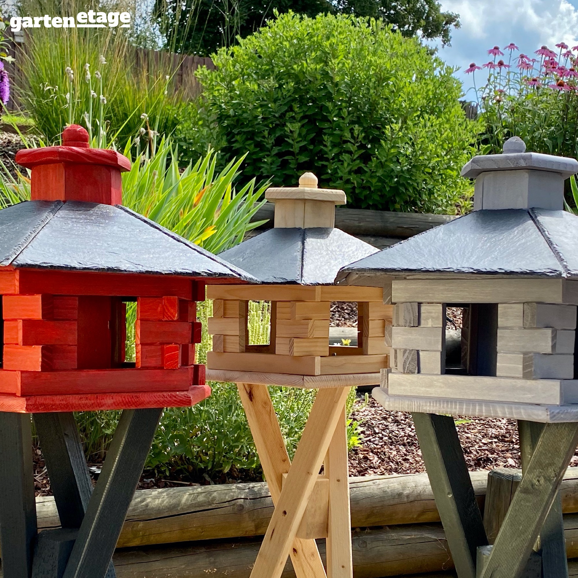 verschied Farben V16 natur mit Silo Vogelhaus Vogelhäuschen Futterhaus aus Holz 